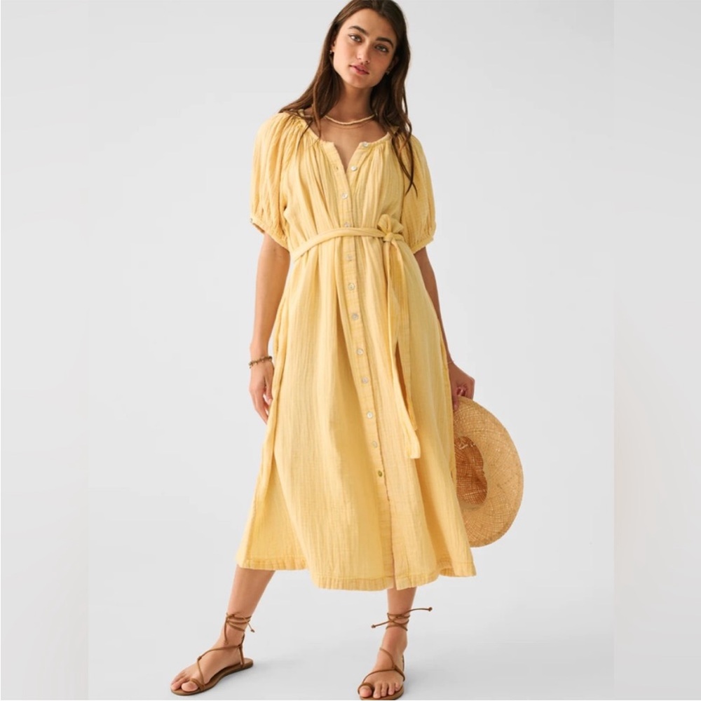Faherty Yellow Midi Dress